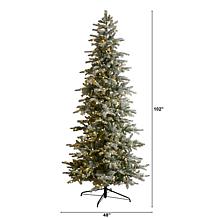 Nearly Natural 8.5 Ft. Slim Flocked Spruce Tree with 500 LED Lights