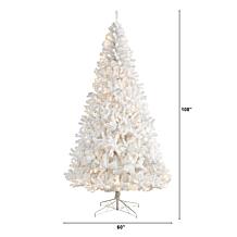 Nearly Natural 9 Ft. White Christmas Tree with 650 LED Lights