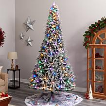 Nearly Natural 9.5' Flocked Mountain Fir Tree with 150 Lights