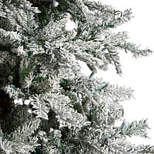 Nearly Natural 9.5 Ft. Slim Flocked Spruce Tree with 600 LED Lights