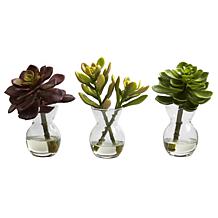 Nearly Natural Succulent Arrangements Set of 3