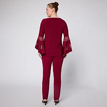 Nina Leonard 2-Piece Set with Mesh Bell Sleeves