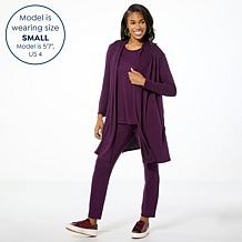 Nina Leonard 3-piece Shawl Cardigan Tank and Pant Set