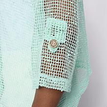 Nina Leonard 3/4-Sleeve Bolero Top with Coconut Buttons