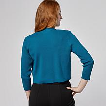 Nina Leonard 3/4-Sleeve Ribbed Knit Bolero