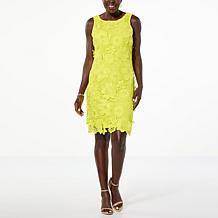 Nina Leonard 3D Floral Embroidered Sheath Dress