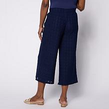 Nina Leonard Cropped Novelty Lace Culotte Pant
