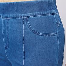 Nina Leonard Elastic Waist Pull-On Denim Pant