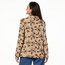 Nina Leonard Embroidered Button Front Blouse