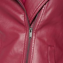Nina Leonard Faux Leather Moto Jacket