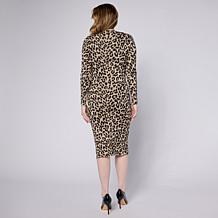 Nina Leonard Jacquard Long-Sleeve Mock-Neck Sheath Dress