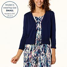 Nina Leonard Knit Bolero with Ruffle Detail