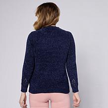 Nina Leonard Long Sleeve Chenille Sweater