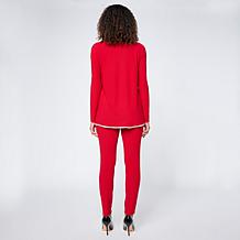 Nina Leonard Long Sleeve Tulip Hem Top and Pant 2-piece Set