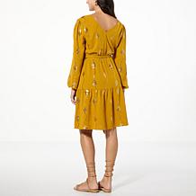 Nina Leonard Sequin Detail Textured Wave Dress