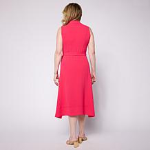 Nina Leonard Sleeveless Collared Button-Front Dress