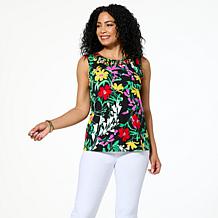 Nina Leonard Sleeveless Float Top with Cutout X-Detail Neck