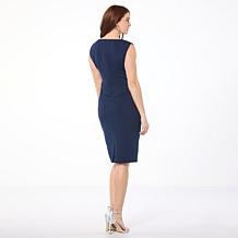 Nina Leonard Sleeveless High Tech Crepe Dress