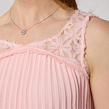 Nina Leonard Sleeveless Pleated Chiffon Top