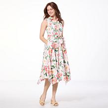 Nina Leonard Sleeveless Uneven Hem Dress