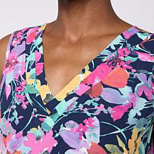 Nina Leonard Sleeveless V-Neck Printed Float Top