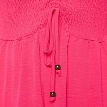 Nina Leonard Smocked Sleeve Midi Dress