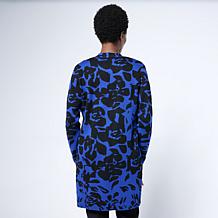 Nina Leonard Sweater Knit Jacquard Long Cardigan