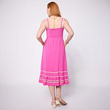 Nina Leonard Textured Wave Midi-Length Fit and Flare Dress