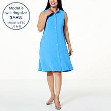 Nina Leonard Textured Wave Shirt Dress with Pockets