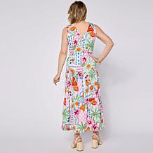 Nina Leonard Tiered V-Neck Dress