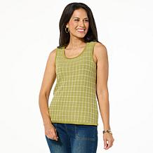 Nina Leonard Tweed Knit Scoop Neck Tank Top