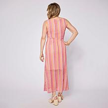 Nina Leonard V-Neck Sleeveless Novelty Knit Maxi Dress