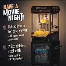 Nostalgia 2.5 oz. Popcorn Cart with 5 qt. Popcorn Bowl in Black
