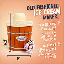 Nostalgia 4-Quart Electric Wood Bucket Ice Cream Maker