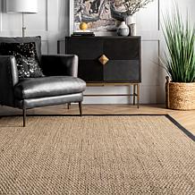 nuLOOM Elijah Farmhouse Seagrass Area Rug 4' x 6' Black