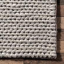 nuLOOM Penelope Braided Wool Area Rug 3' x 5' Light Gray