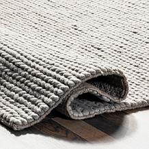 nuLOOM Penelope Braided Wool Area Rug 5' x 8' Light Gray