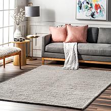 nuLOOM Penelope Braided Wool Area Rug 8' x 10' Light Gray