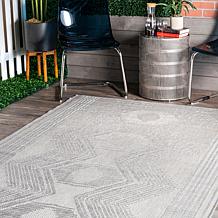nuLOOM Ranya Tribal Indoor/Outdoor Area Rug 5' x 8' Light Gray