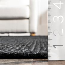 nuLOOM Rigo Hand Woven Farmhouse Jute Area Rug - 2' 6" x 6' Black