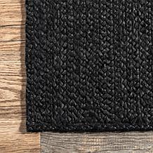 nuLOOM Rigo Hand Woven Farmhouse Jute Area Rug - 4' x 6' Black