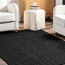 nuLOOM Rigo Hand Woven Farmhouse Jute Area Rug - 4' x 6' Black