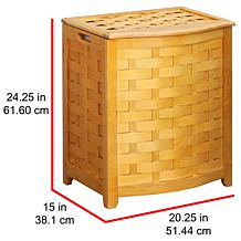 Oceanstar Bowed Front Laundry Wood Hamper Brown