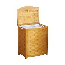 Oceanstar Bowed Front Laundry Wood Hamper Brown