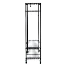 Oceanstar Garment Rack with Adjustable Shelves with Hooks Black