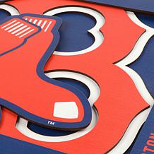 Officially Licensed MLB 3D Logo Series 12 x 12 Wall Art-Boston Red Sox