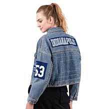 Officially Licensed NFL G34Her By Carl Banks Game Ball Denim Jacket