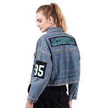 Officially Licensed NFL G34Her By Carl Banks Game Ball Denim Jacket