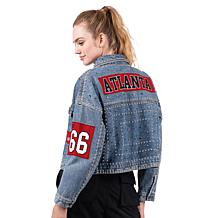 Officially Licensed NFL G34Her By Carl Banks Game Ball Denim Jacket