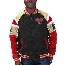 As Is Officially Licensed NFL Men's Faux Leather Varsity Jacket San Francisco 49ers / L